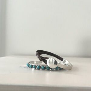 Silver and Turquoise Bracelet Set